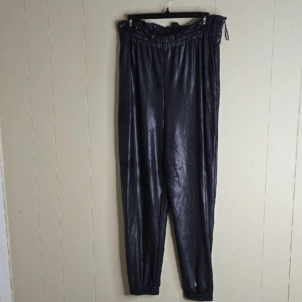 Gianni Bini Luxe Coated Paperbag Waist Joggers  Large - Picture 2 of 8